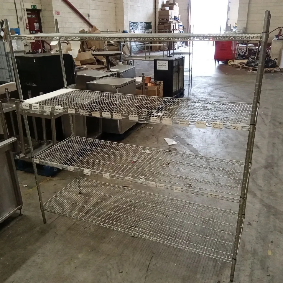 LARGE SET OF STAINLESS STEEL FOOD STORAGE RACKING 