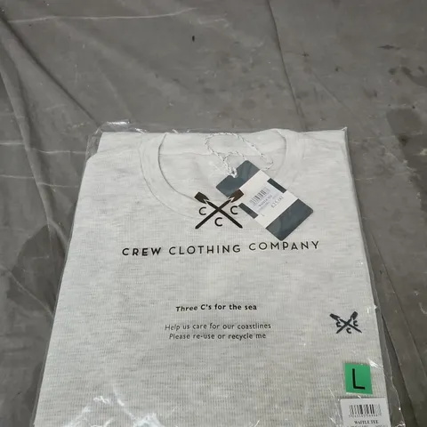 CREW CLOTHING COMPANY WAFFLE TEE - OATMEAL - UK L