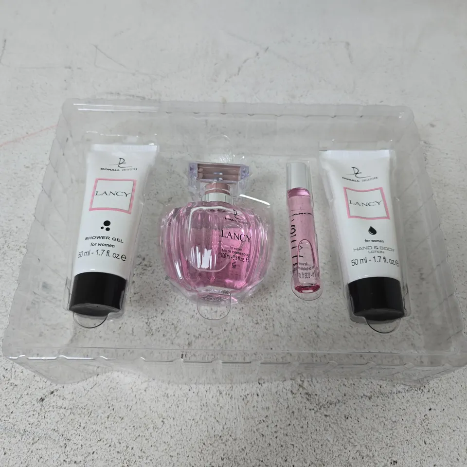 DORALL COLLECTION LANCY 4-PIECE PERFUME GIFT SET FOR WOMEN – BOXED