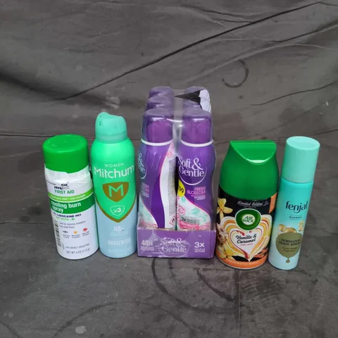 APPROXIMATELY 10 ASSORTED AEROSOLS TO INCLUDE BODY SPRAY, DEODORANT, BURN SPRAY ETC