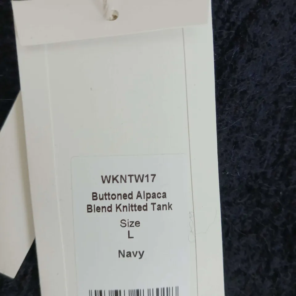 TOAST BUTTONED ALPACHA BLEND KNITTED TANK TOP NAVY SIZE L