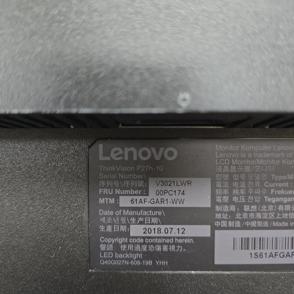 LENOVO THINKVISION P27H-10 MONITOR – 27-INCH