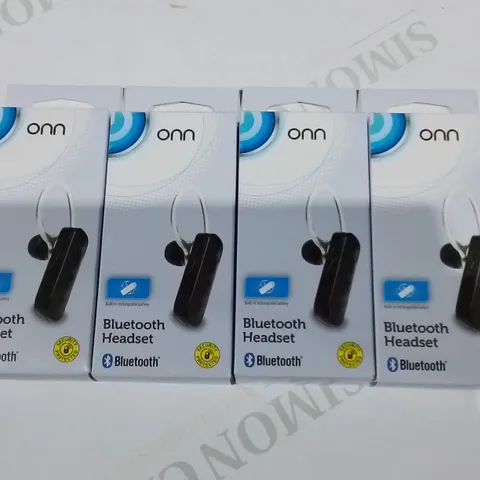 LOT OF 40 4-PACK BOXES OF BRAND NEW ONN BLUETOOTH HEADSETS - TOTAL 180 PIECES