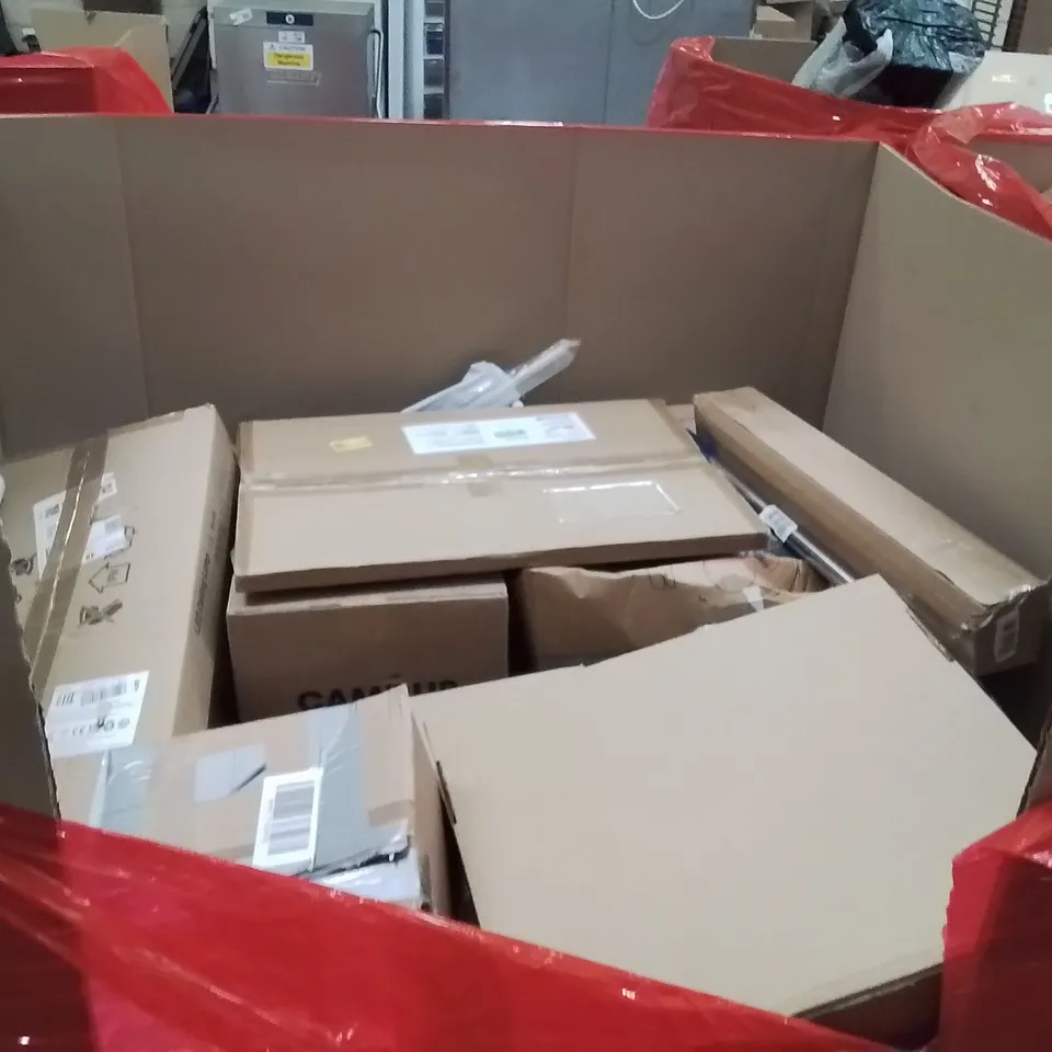 PALLET OF ASSORTED HOUSEHOLD GOODS AND PRODUCTS TO INCLUDE;MAILBOX,COLD PRESS JUICER,LED MONITOR 
