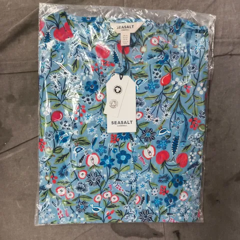 SEASALT CORNWALL WATERCOLOUR SKETCH TOP - STILL LIFE SEA HOLLY SIZE UK 14