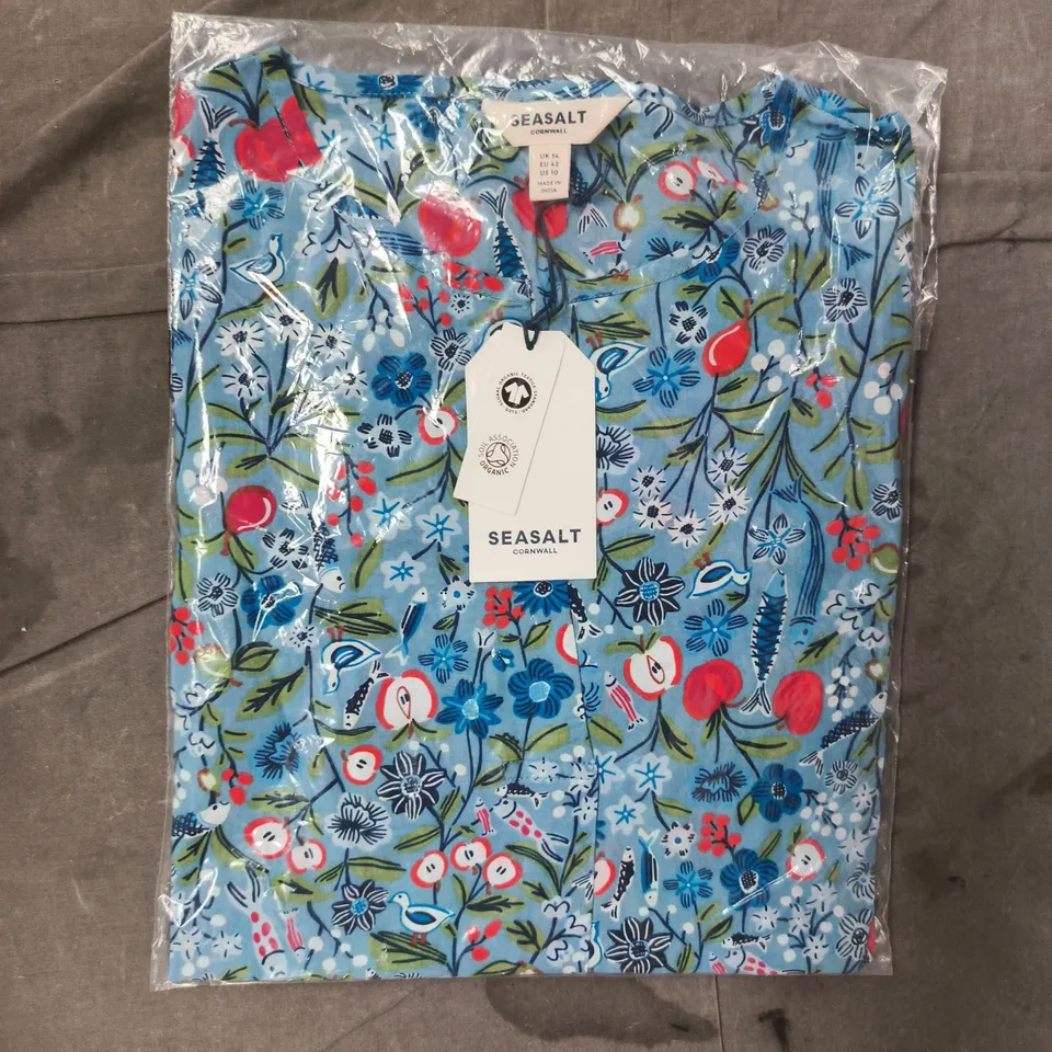 SEASALT CORNWALL WATERCOLOUR SKETCH TOP - STILL LIFE SEA HOLLY SIZE UK 14