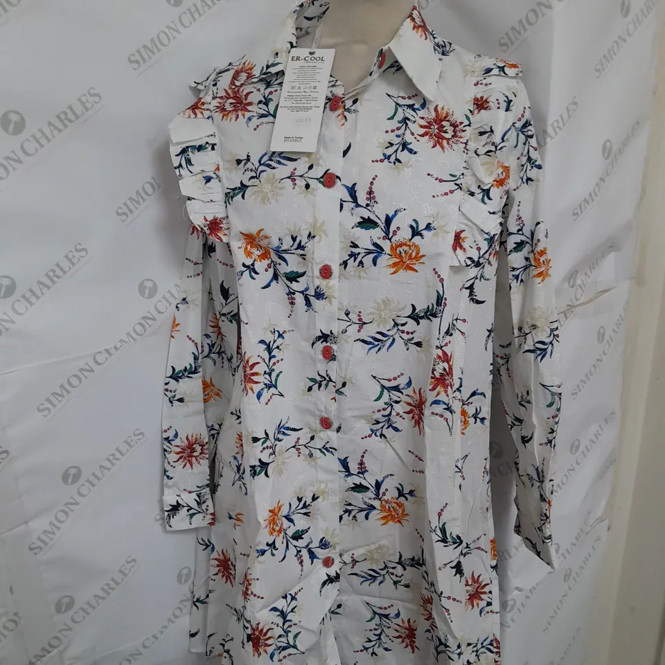 ERMAN RUFFLE BLOUSE IN ORANGE/MULTICOLOUR SIZE 10