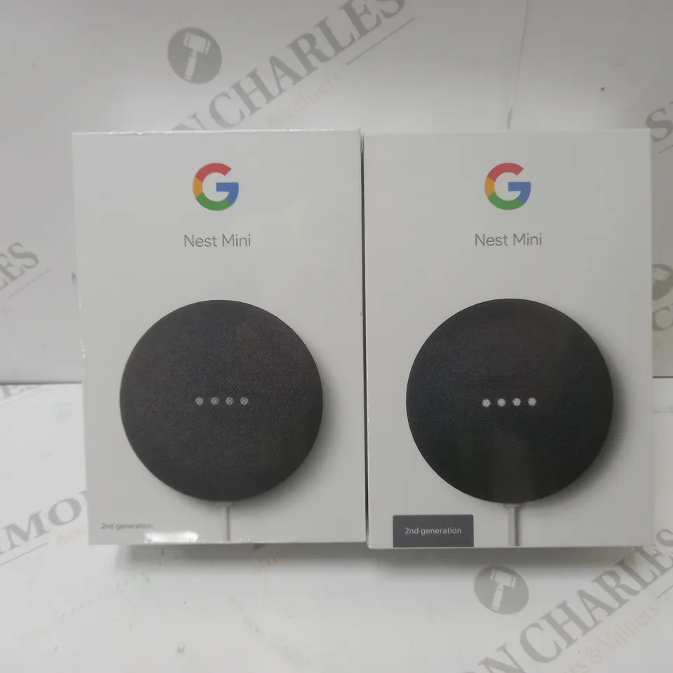 2 BRAND NEW BOXED GOOGLE NEST MINI 2ND GENERATION SMART SPEAKERS - CHARCOAL    