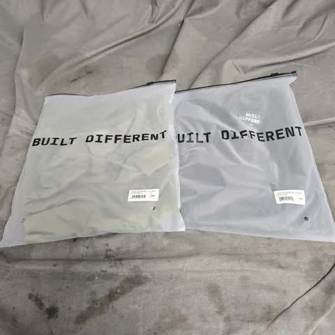 BUILT DIFFERENT X2 ACTIVE CREW TEES IN CARBON/KHAKI SIZE 2XL