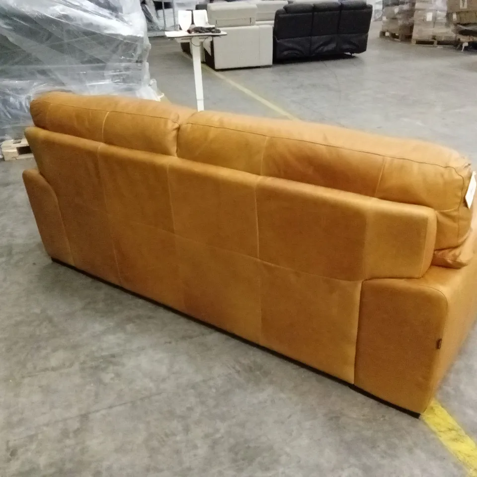 QUALITY DESIGNER ITALIAN MADE BRUNELLO LARGE 3 SEATER LEATHER SOFA - TAN