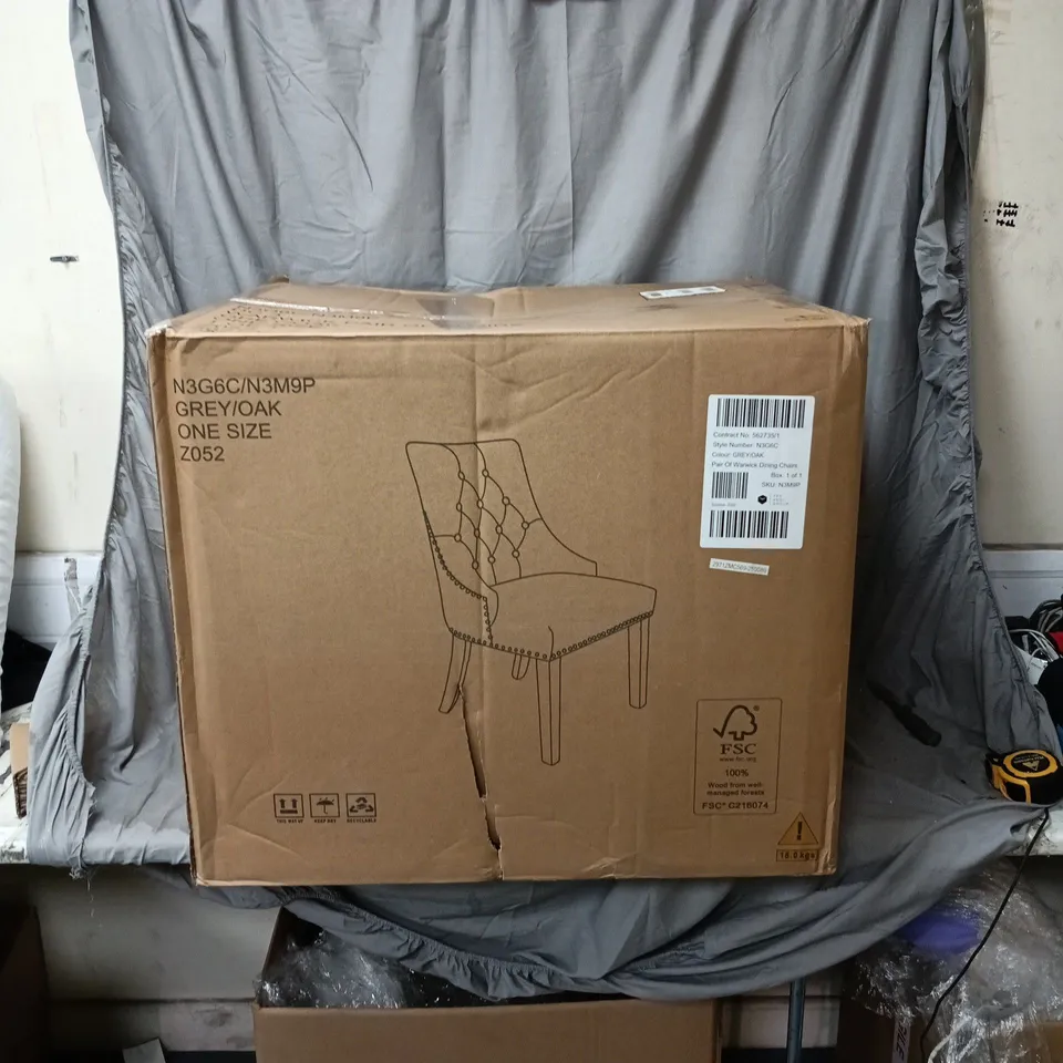 WARWICK PAIR OF CHAIRS – GREY/OAK (BOXED)