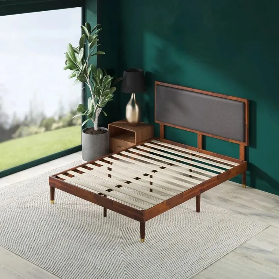 BOXED ESTELLA GOLD TRIM WOODEN BED FRAME (1 BOX)