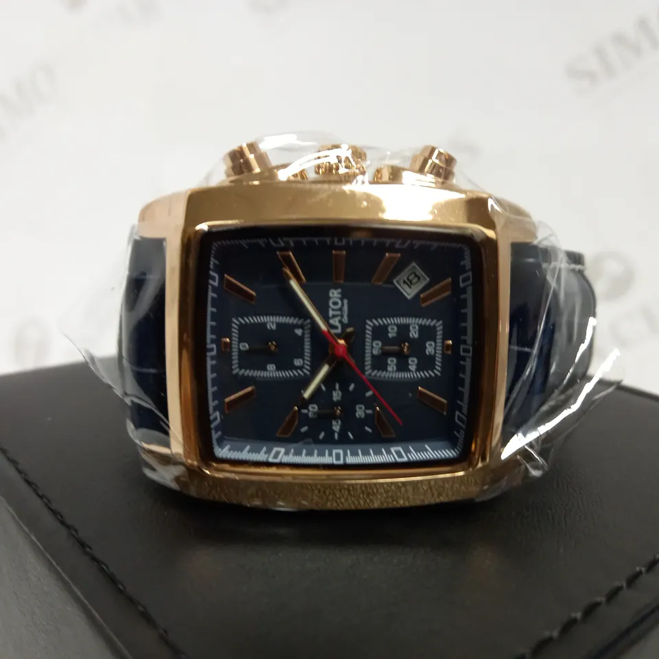 LATOR CALIBRE BLUE DIAL CHRONOGRAPH STYLE LEATHER STRAP WATCH RRP £550