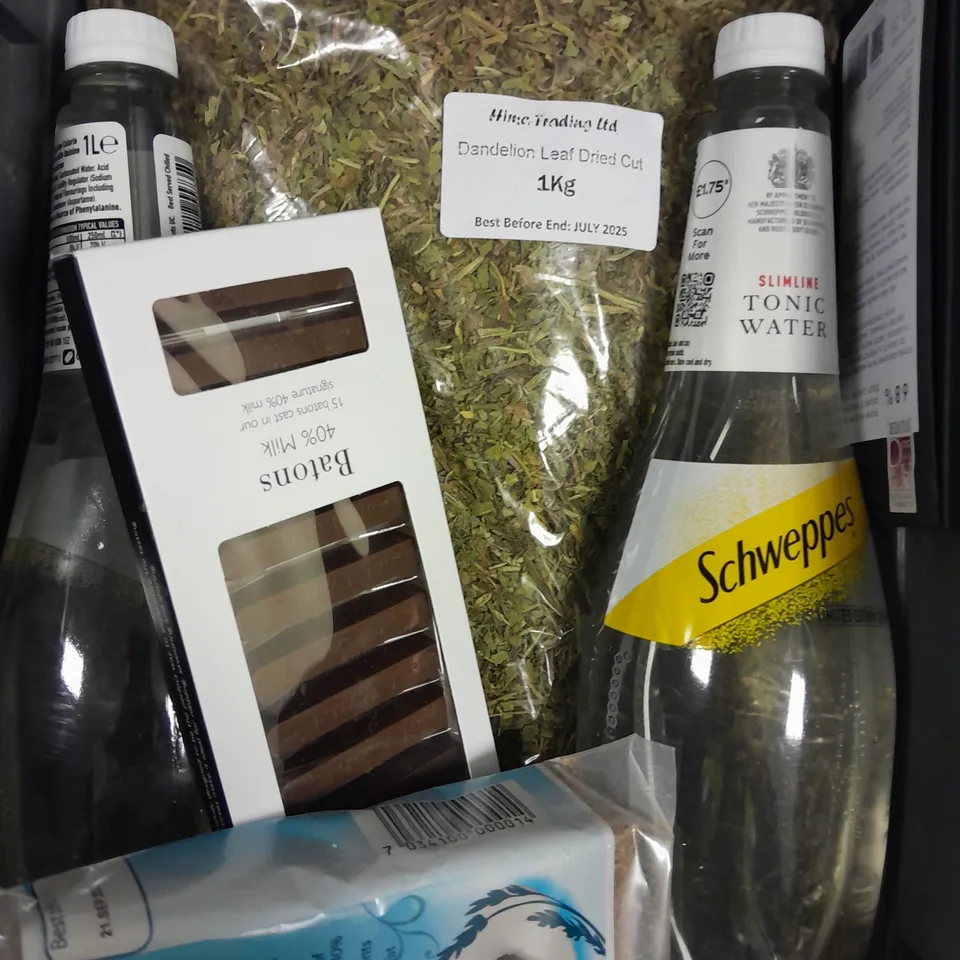 APPROXIMATELY 15 ASSORTED FOOD & DRINK PRODUCTS TO INCLUDE BEECH'S CHOCOLATES, DRIED DANDELION LEAF, EXHALE COFFEE ETC