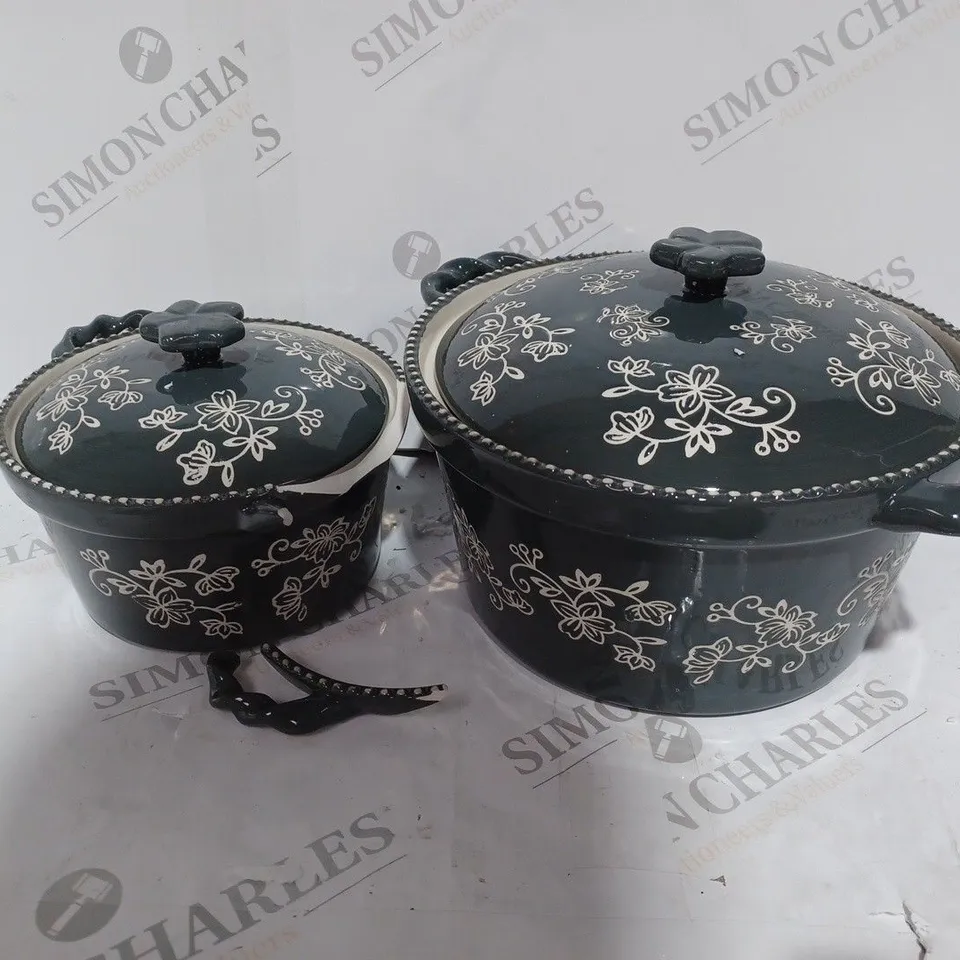 TEMP-TATIONS CERAMIC ROUND CASSEROLE BAKERS GREY