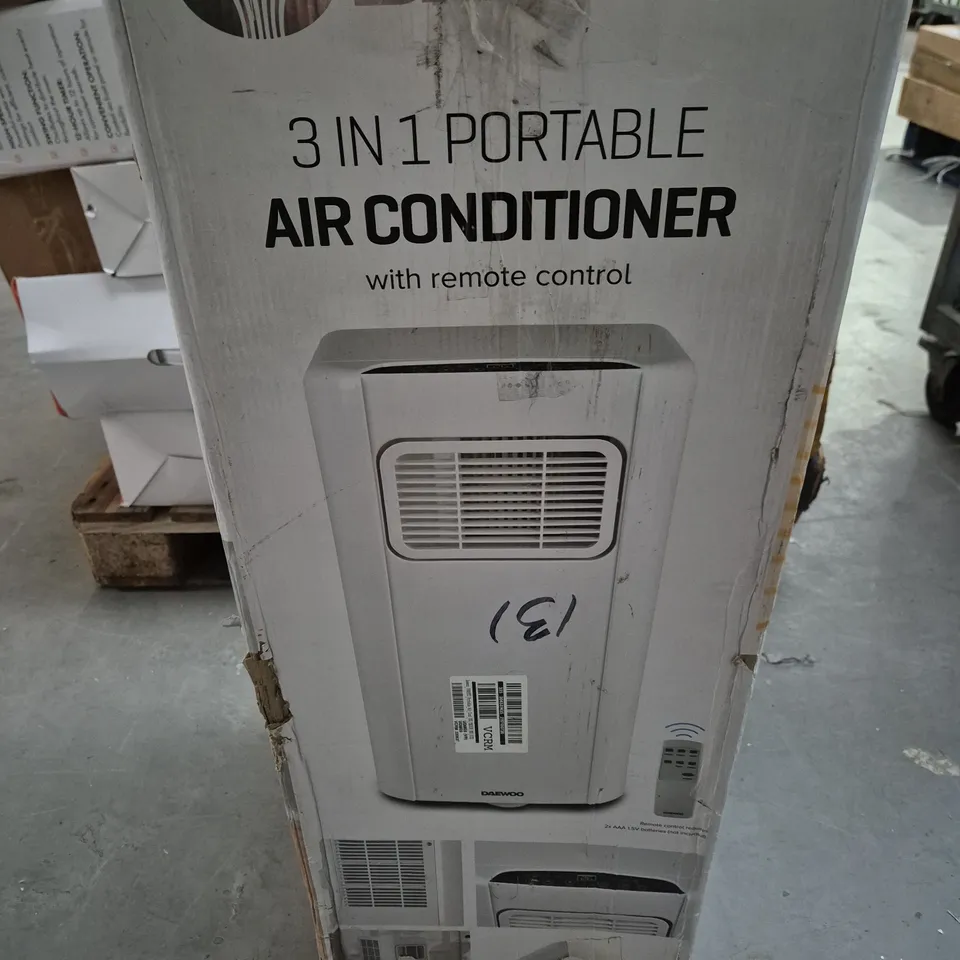DAEWOO 3-IN-1 PORTABLE AIR CONDITIONER WITH REMOTE – BOXED