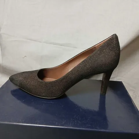 CALPIERRE DESIGNER SHOES β VORTICE PUMPS, BLACK GLITTER, UK 6.5 (EU 39.5)