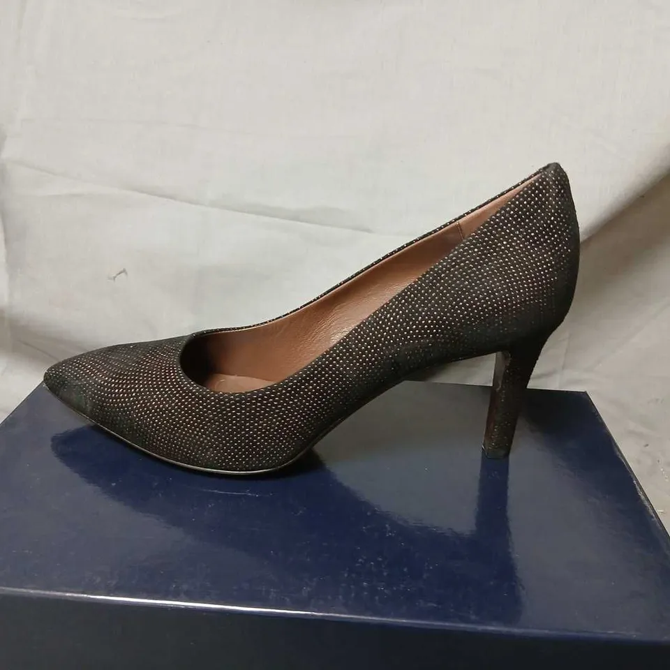 CALPIERRE DESIGNER SHOES – VORTICE PUMPS, BLACK GLITTER, UK 6.5 (EU 39.5)