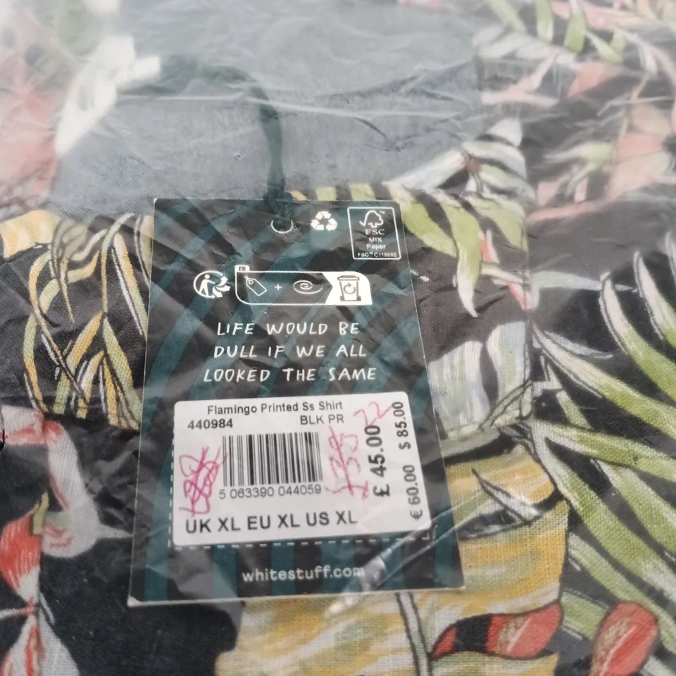 WHITE STUFF FLAMINGO PRINTED SHORT-SLEEVE SHIRT – UK XL (EU XL, US XL)