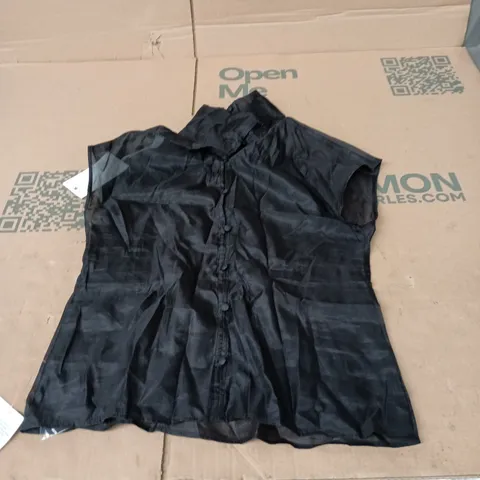 UK 10 TOPSHOP ORGANZA TOP – CO-ORD, HIGH NECK, BLACK