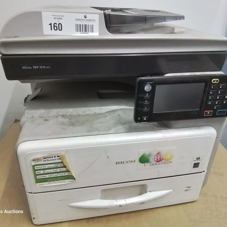 RICOH AFICIO MP 301 SPF FAST MONO MULTI FUNCTION FAX/SCAN/ PRINT 31ppm