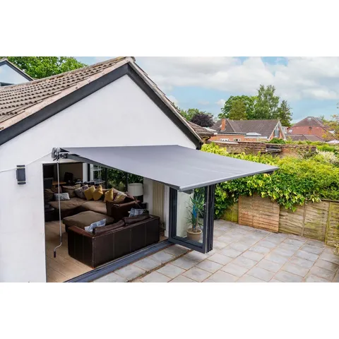 BOXED DAKOTA FIELDS 3m x 2.5m LED RETRACTABLE AWNING - DARK GREY (1 BOX)