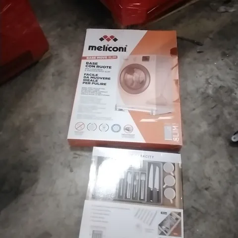 PALLET OF ASSORTED ITEMS TO INCLUDE; WASHING MACHINE BASE, KITCHEN CUTLERY STOREAGE