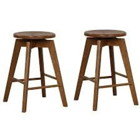 COSTWAY BROWN SWIVEL COUNTER HEIGHT BAR STOOL SET OF 2