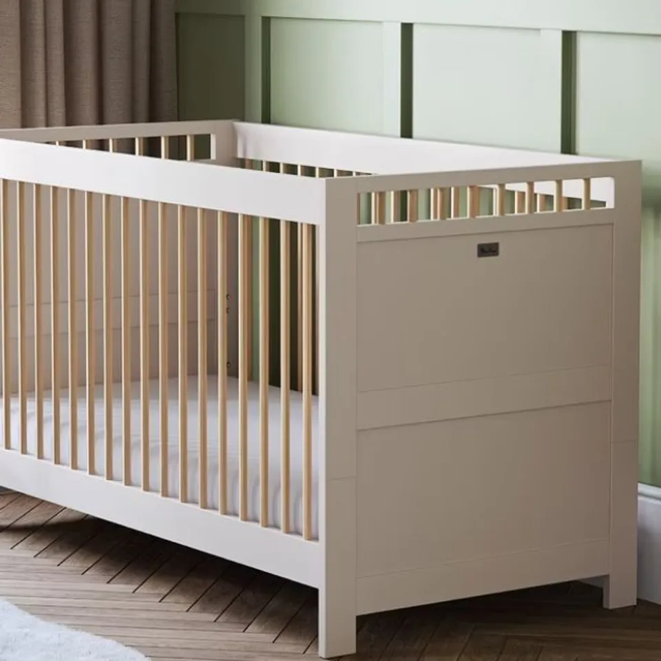 BOXED SEVILLE COT BED - CASHMERE/OAK (1 BOX)