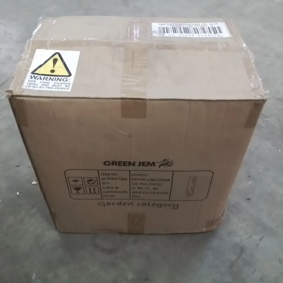BOX CONTAINING APPROXIMATELY 110 BRAND NEW GREEN JEM ROTARY LINE COVERS