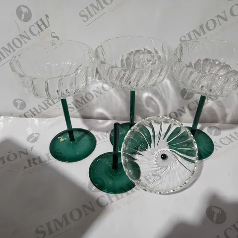 SET OF 4 DESSERT GLASSES GREEN