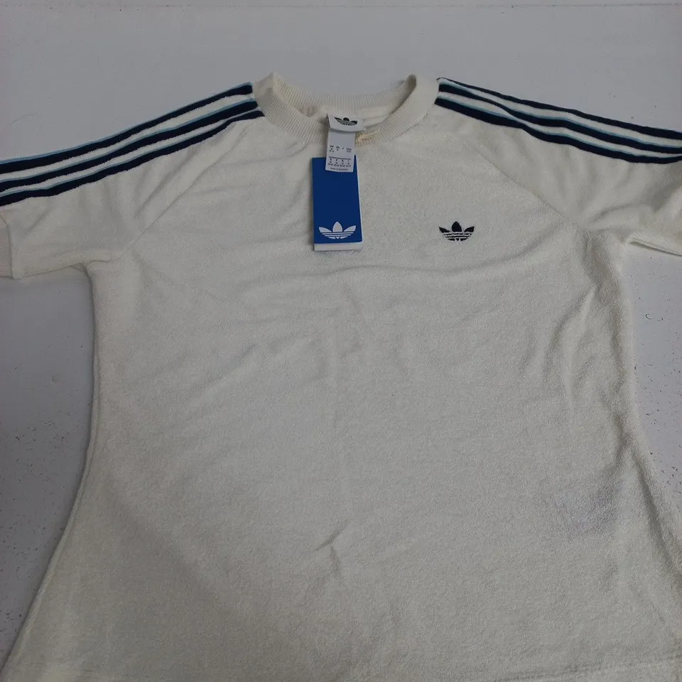 ADIDAS ORIGINALS WHITE SHORT-SLEEVE T-SHIRT SIZE 12/14