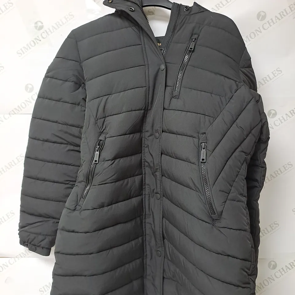 SUPER DRY MOUNTAIN FUJI HOODED MID LENGTH PUFFER - LARGE