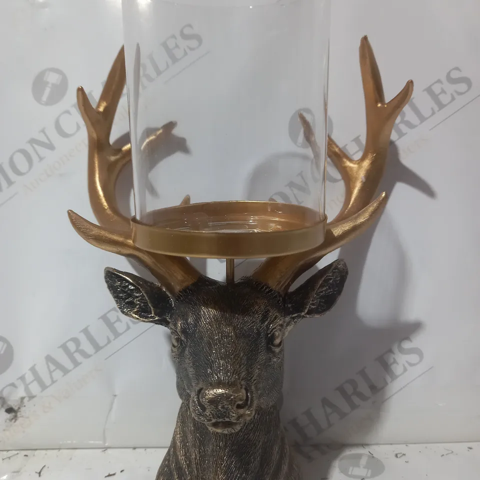 BOXED ALISON CORK STAG CANDLE HOLDER