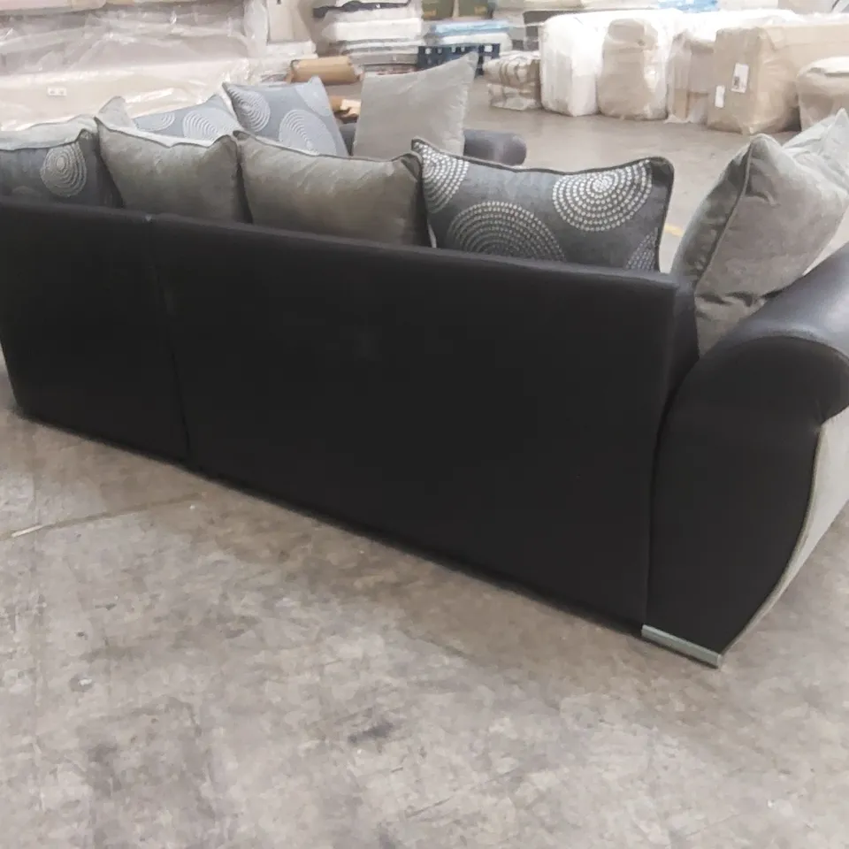 QUALITY DESIGNER UPHOLSTERED CORNER SOFA - BLACK & GREY