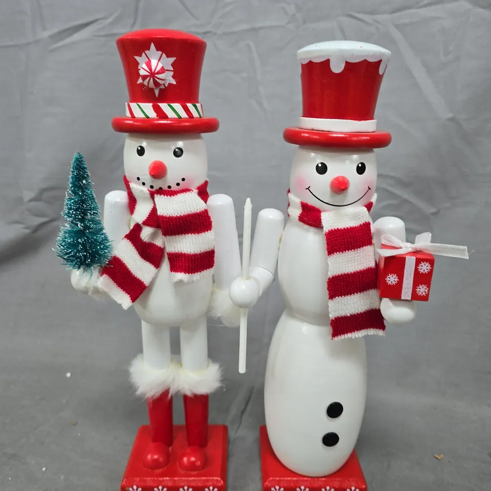 PAIR OF SNOWMAN NUTCRACKER CHRISTMAS DECORATIONS RRP £32.99