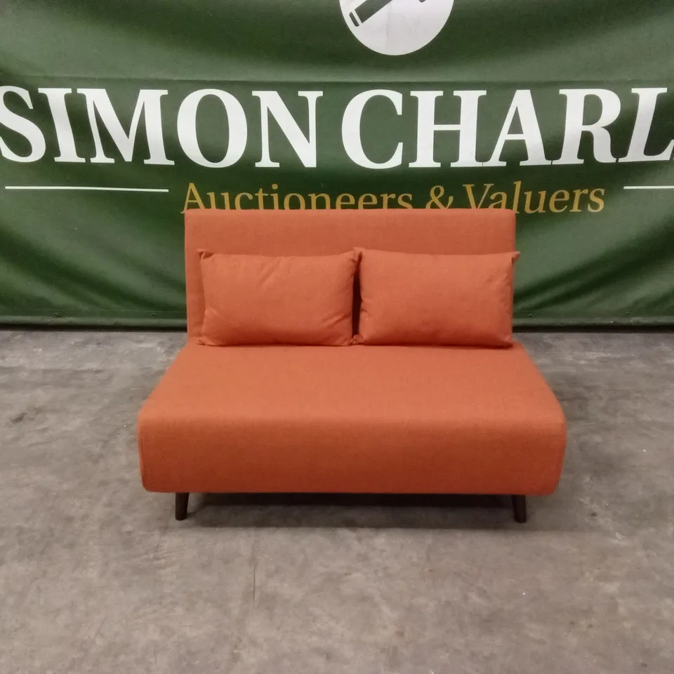 DUSK SEATTLE 2 SEATER CLICK CLACK SOFA BED - BURNT ORANGE FABRIC