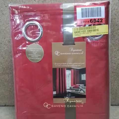 BAGGED GAVENO CAVAILIA SIGNATURE 66"×90" EYELET CURTAINS -RED-
