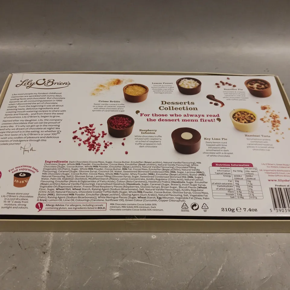 BOXED SEALED LILY O'BRIEN'S DESERTS COLLECTION CHOCOLATES - 210G 