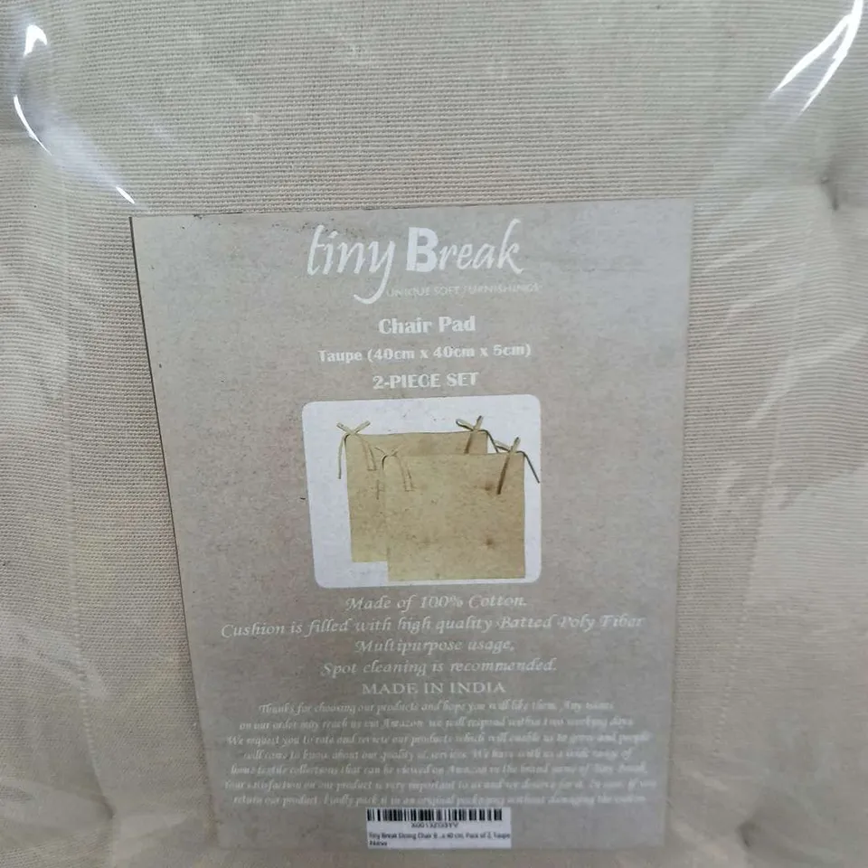QUANTITY OF 4 ALTOGETHER ,TINY BREAK TAUPE CHAIR PADS – 40 X 40 CM