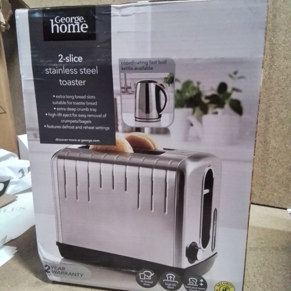 BOXED STAINLESS STEEL 2 SLICE TOASTER