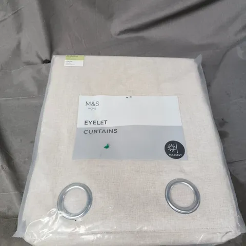 M&S HOME EYELET CURTAINS – BLACKOUT, 168 CM X 229 CM, BEIGE