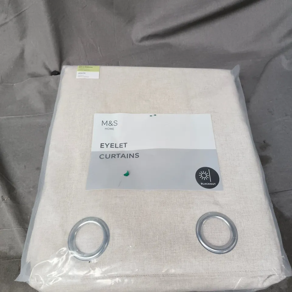 M&S HOME EYELET CURTAINS – BLACKOUT, 168 CM X 229 CM, BEIGE