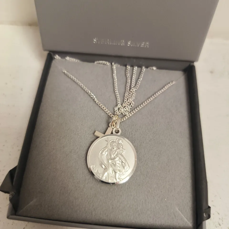 BOXED CHRISTOPHER JAMES 925 STERLING SILVER ST. CHRISTOPHER PENDANT NECKLACE