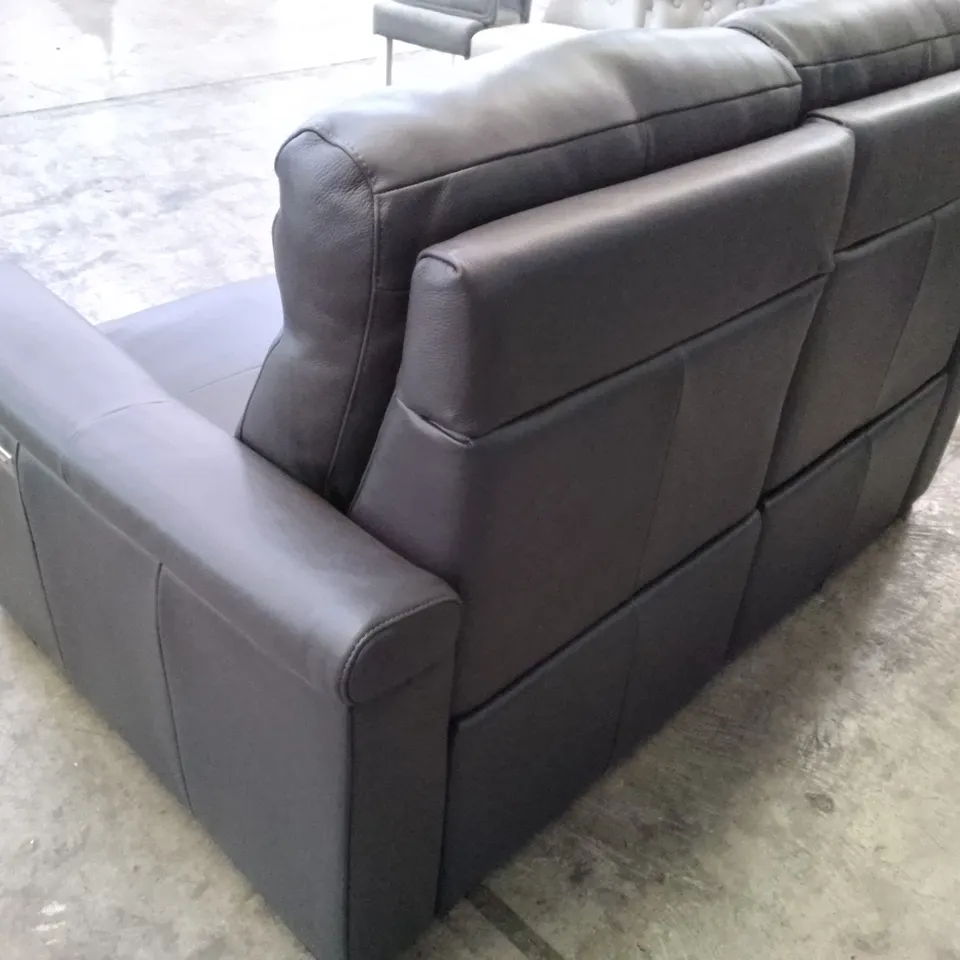 QUALITY ITALIAN DESIGNER GARDA ELECTRIC LOVESEATS - DARK GREY LEATHER