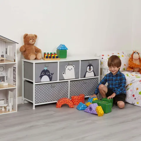 BOXED LIBERTY HOUSE TOYS ARCTIC 5 DRAWER STORAGE CHEST (1 BOX)