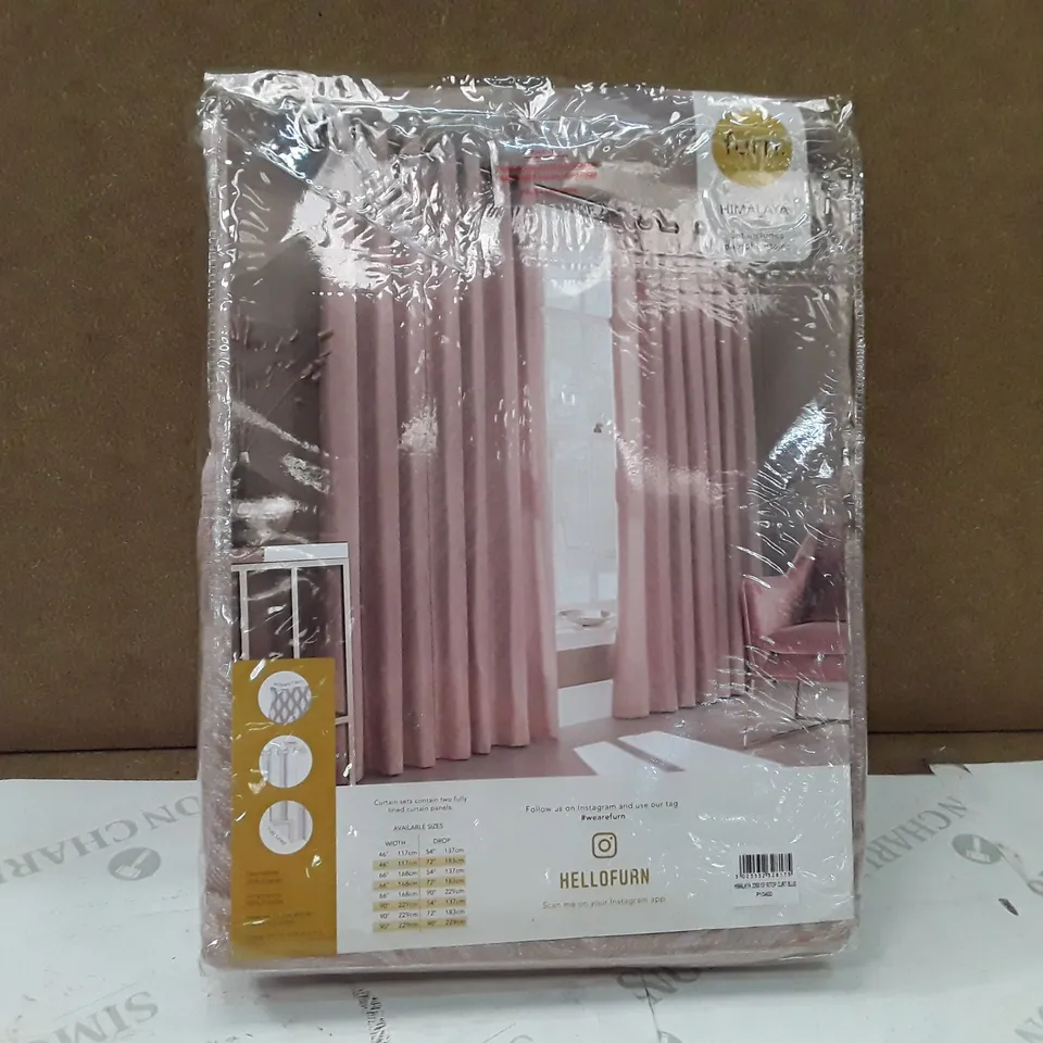 BRAND NEW HIMALAYA EYELET LINED CURTAINS - 229CM X 137CM (BLUSH)