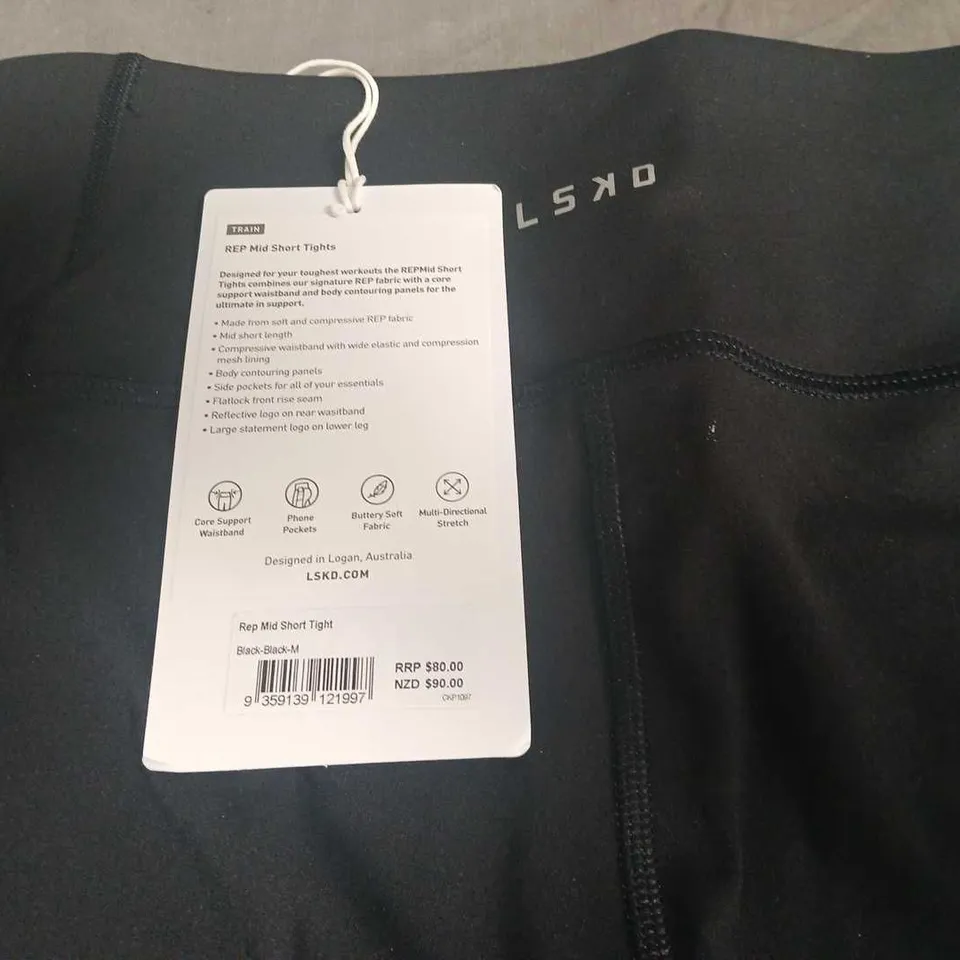 LSKD REP MID SHORT TIGHT SHORTS – BLACK, SIZE M