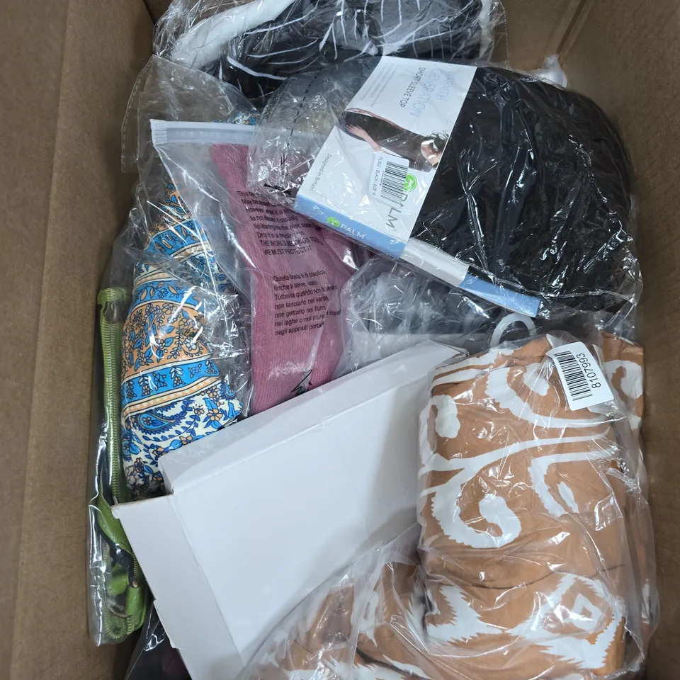 APPROXIMATELY 15 ASSORTED HOUSEHOLD ITEMS TO INCLUDE WIPES ROLL, WARMTH GENERATION TOP, CAP ETC