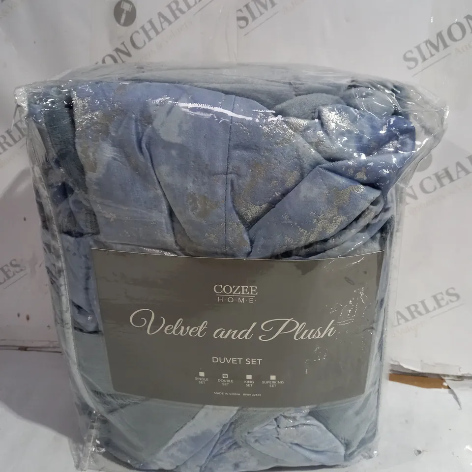 VELVET AND PLUSH DUVET SET - DOUBLE 